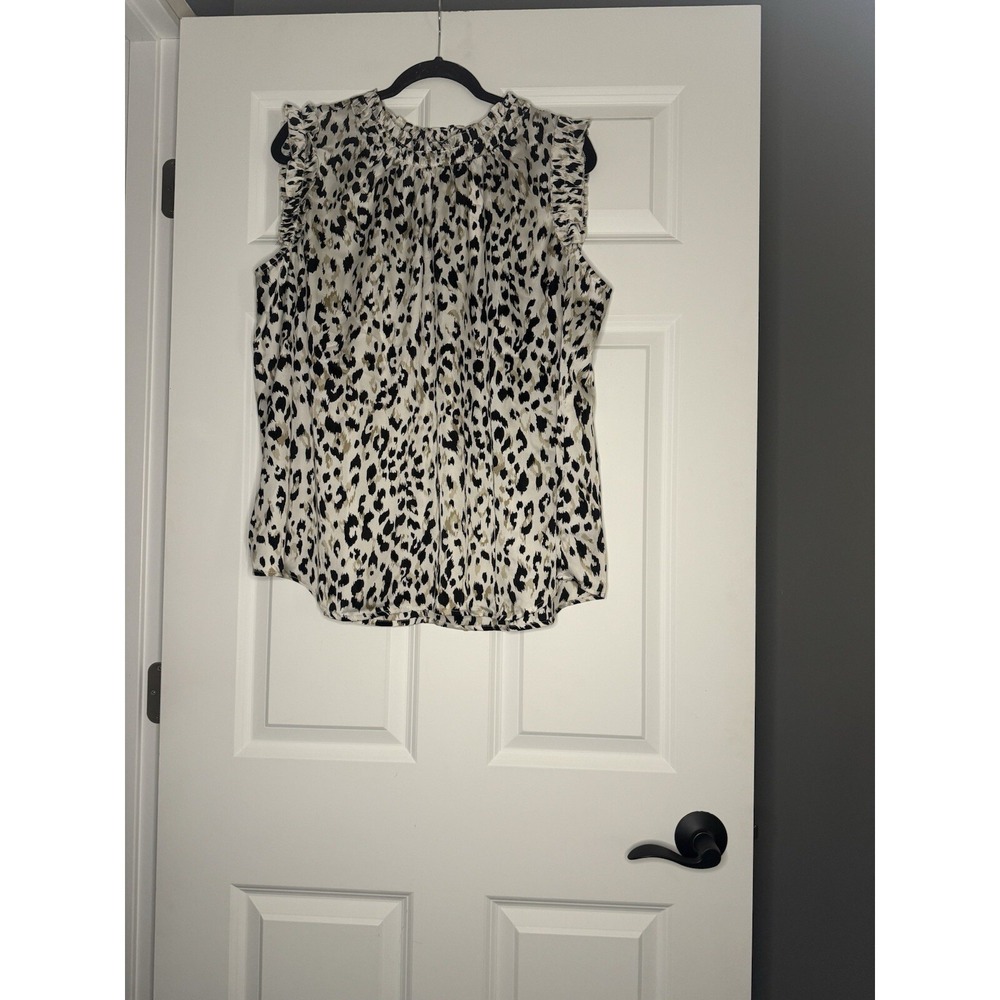 Hailey And Co Sleeveless Ruffle Trim Leopard Print  Tank Top 2x  Nwt 35